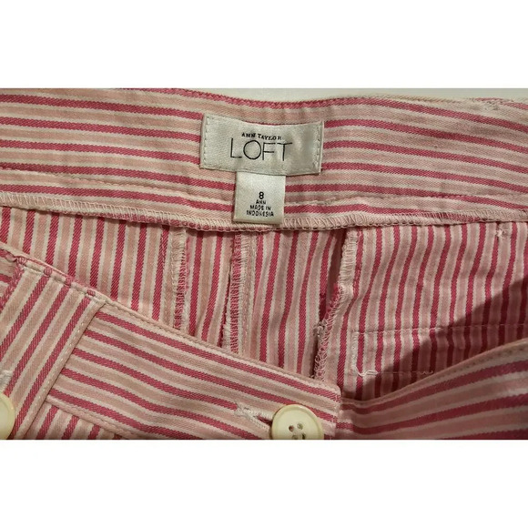 Ann Taylor loft women's pink white striped Capri pants - size 8 - Picture 10 of 11
